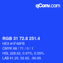 カラーコード: RGB 31 72.8 251.4 | qconv.com