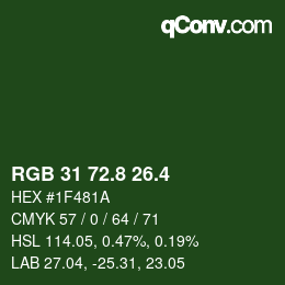 カラーコード: RGB 31 72.8 26.4 | qconv.com