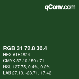 カラーコード: RGB 31 72.8 36.4 | qconv.com