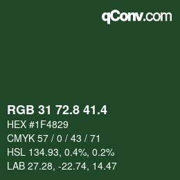 カラーコード: RGB 31 72.8 41.4 | qconv.com