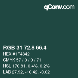 カラーコード: RGB 31 72.8 66.4 | qconv.com