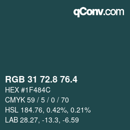 カラーコード: RGB 31 72.8 76.4 | qconv.com
