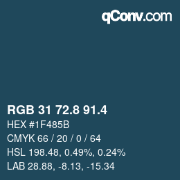 カラーコード: RGB 31 72.8 91.4 | qconv.com