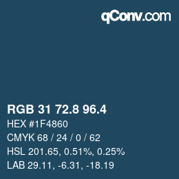 カラーコード: RGB 31 72.8 96.4 | qconv.com