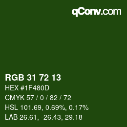 カラーコード: RGB 31 72 13 | qconv.com