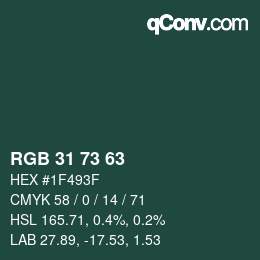 颜色代码: RGB 31 73 63 | qconv.com