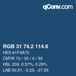 カラーコード: RGB 31 74.2 114.6 | qconv.com