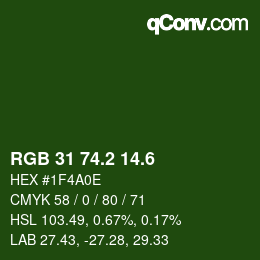 カラーコード: RGB 31 74.2 14.6 | qconv.com