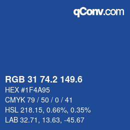 カラーコード: RGB 31 74.2 149.6 | qconv.com