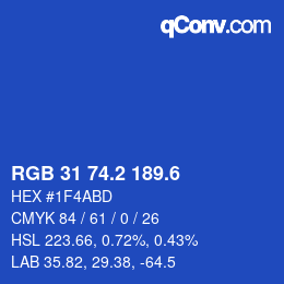 カラーコード: RGB 31 74.2 189.6 | qconv.com