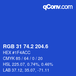 カラーコード: RGB 31 74.2 204.6 | qconv.com