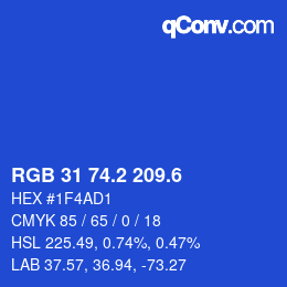 カラーコード: RGB 31 74.2 209.6 | qconv.com