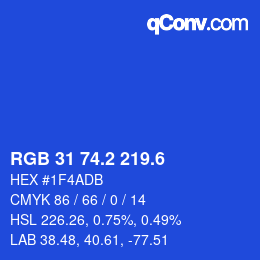カラーコード: RGB 31 74.2 219.6 | qconv.com