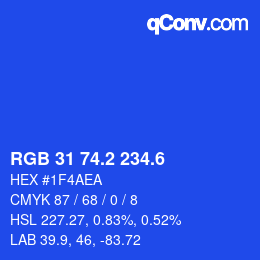 カラーコード: RGB 31 74.2 234.6 | qconv.com