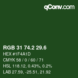 カラーコード: RGB 31 74.2 29.6 | qconv.com