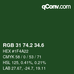 カラーコード: RGB 31 74.2 34.6 | qconv.com