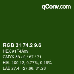 カラーコード: RGB 31 74.2 9.6 | qconv.com