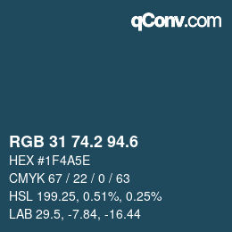 カラーコード: RGB 31 74.2 94.6 | qconv.com