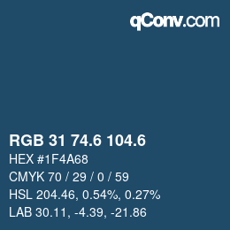 カラーコード: RGB 31 74.6 104.6 | qconv.com