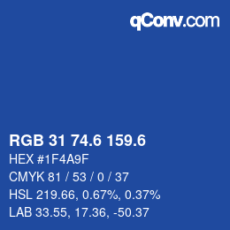 カラーコード: RGB 31 74.6 159.6 | qconv.com