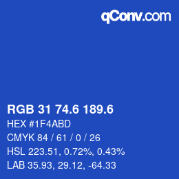 カラーコード: RGB 31 74.6 189.6 | qconv.com