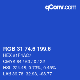 カラーコード: RGB 31 74.6 199.6 | qconv.com