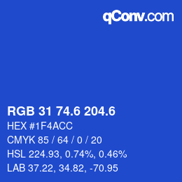 カラーコード: RGB 31 74.6 204.6 | qconv.com