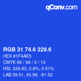 カラーコード: RGB 31 74.6 229.6 | qconv.com
