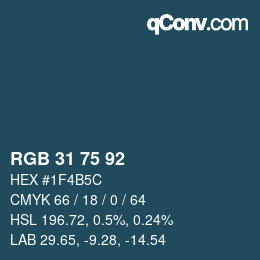 Color code: RGB 31 75 92 | qconv.com
