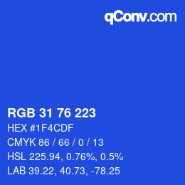 Color code: RGB 31 76 223 | qconv.com