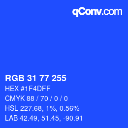Color code: RGB 31 77 255 | qconv.com