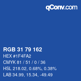 カラーコード: RGB 31 79 162 | qconv.com