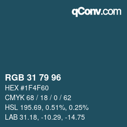 Color code: RGB 31 79 96 | qconv.com