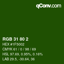 Color code: RGB 31 80 2 | qconv.com