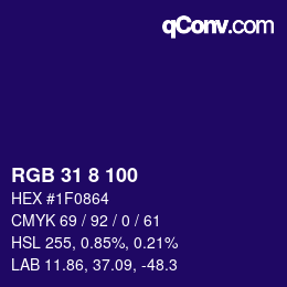 Color code: RGB 31 8 100 | qconv.com