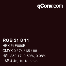 Color code: RGB 31 8 11 | qconv.com