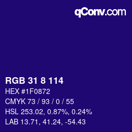 カラーコード: RGB 31 8 114 | qconv.com