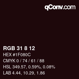 カラーコード: RGB 31 8 12 | qconv.com