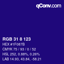 カラーコード: RGB 31 8 123 | qconv.com