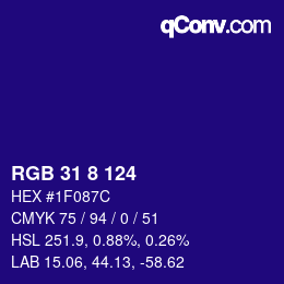 Color code: RGB 31 8 124 | qconv.com
