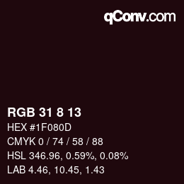 Color code: RGB 31 8 13 | qconv.com