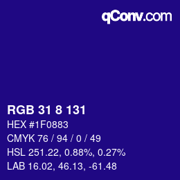 Color code: RGB 31 8 131 | qconv.com