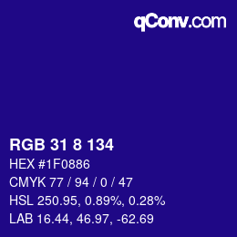 Color code: RGB 31 8 134 | qconv.com