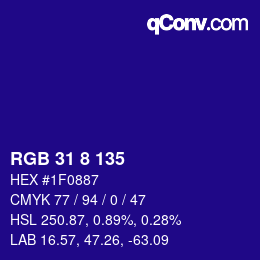 Color code: RGB 31 8 135 | qconv.com