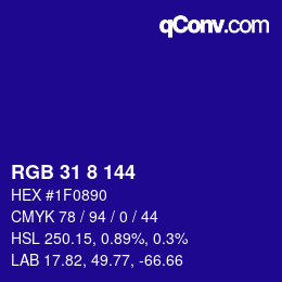 Color code: RGB 31 8 144 | qconv.com