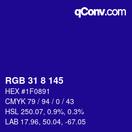 カラーコード: RGB 31 8 145 | qconv.com