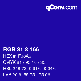 Color code: RGB 31 8 166 | qconv.com