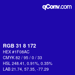 Color code: RGB 31 8 172 | qconv.com