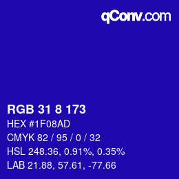 Color code: RGB 31 8 173 | qconv.com