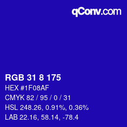 カラーコード: RGB 31 8 175 | qconv.com